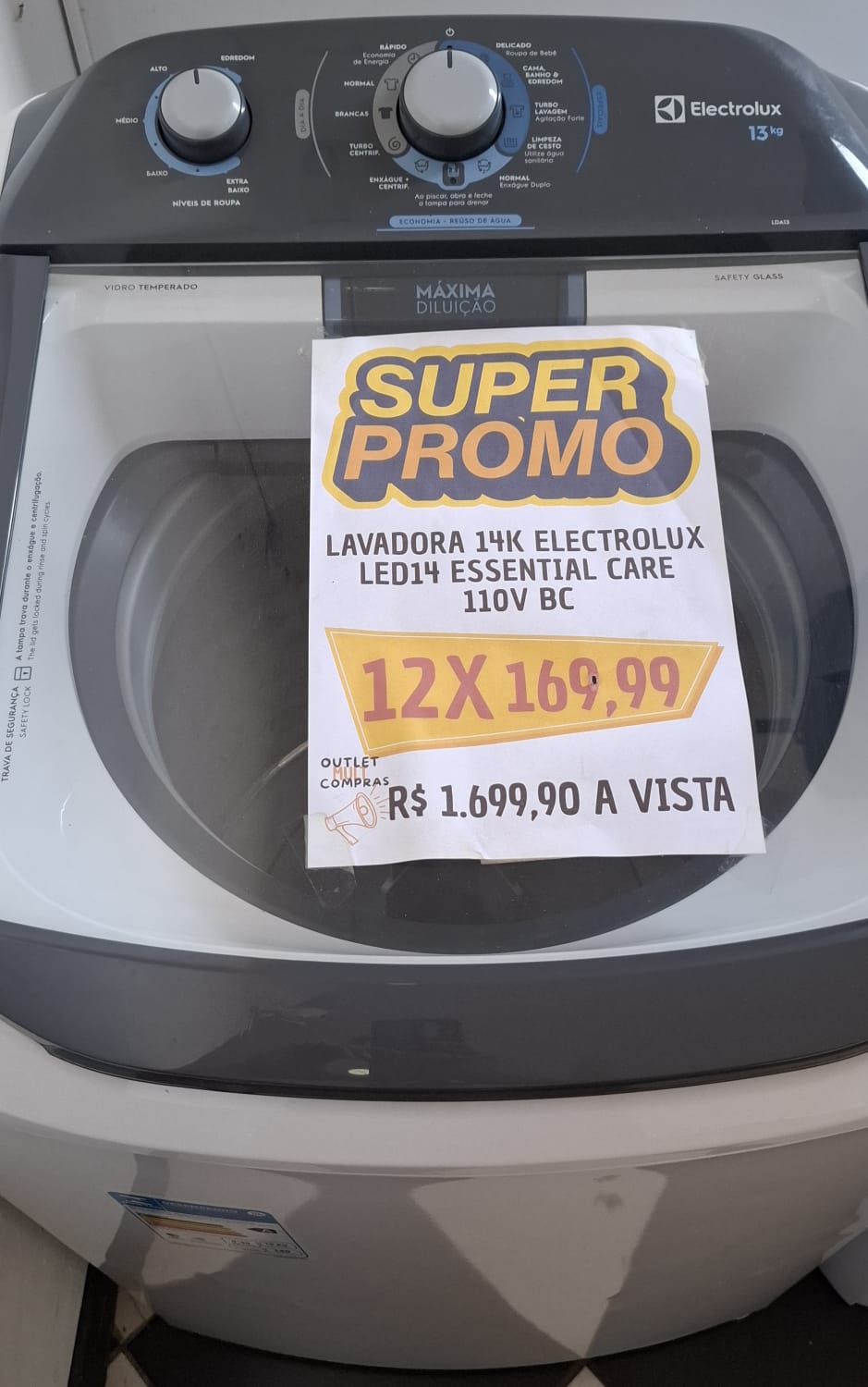 Lavadora Electrolux LED14 13Kg Essential Care 110V Branca
